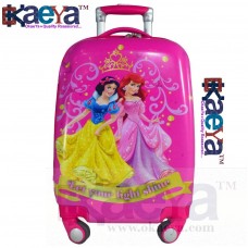 OkaeYa 18 Inch Princess5 Pink 2000Cms 4 Wheel Kids Hardsided Trolley Bag